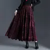 Falda Reversible de Encaje Afelpado para Mujer, Nueva Colección Otoño 2026, Falda Larga de Cintura Alta Adelgazante, Falda de Línea A Acampanada a la Moda