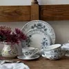 Prato Cerâmico Vintage Francês Prato Cerâmico Regência Xícara e Pires Retrô Prato de Café da Manhã Xícara de Café Xícara e Pires Prato Ocidental