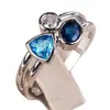 Huajie Amazon Deseo Más Vendido Europeo y Americano Estilo Nuevo Personalizado Hermoso Asimétrico Tres Colores Piedra Anillo Venta Directa