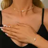 Nuevo Exquisito y Sencillo Estilo Collar, Aretes, Pulsera, Accesorios, Versátil Conjunto de Collar con Pedrería para Novia Boda para Mujeres