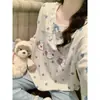 Pijama Feminino Novo Outono/Inverno 2026 Manga Longa Calça Longa Pijama de Desenho Animado Conjunto de Roupa de Casa Confortável e Macio