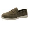 Comércio exterior europeu e americano novo redondo cabeça camurça fundo plano boca rasa sapatos únicos femininos cross-border cano baixo cor sólida preguiçosos mocassins desejo