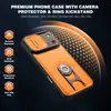 Capa de Celular com Janela Deslizante 2 em 1 Cobertura Total Adequada para Apple 17 com Suporte Integrado Rotativo Oculto de Liga de Zinco