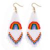 Pendientes Tejidos de Cuentas de Semilla para Mujer con Colgantes de Colores Mixtos, Pendientes de Aro de Lujo de Gama Alta de Nicho, Fabricante de Accesorios para Orejas de Borla Estilo Europeo y Americano