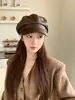 Boina Artística de Cuero Vintage para Mujer, Nuevo Modelo 2026, Elegante Gorra de Pintor que Adelgaza el Rostro, Gorra Newsboy de Estilo Británico