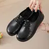 Zapatos de Mujer Estilo Étnico Retro de Piel de Vaca de Primera Capa Nuevo Otoño, Zapatos Cómodos de Tendón con Suela Blanda para Madres, Zapatos de Piel Genuina con Suela Gruesa