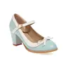 Sapatos da moda sapatos femininos comércio exterior britânico novo 48 bico redondo salto alto fivela cor contrastante salto alto sapatos 32 branco