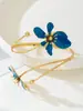 Estilo Europeu e Americano Elegante e Simples com um Design Fresco e Doce, Tornozeleira Aberta Flor Dourada, Adequada para Férias e Festas, Exagerada e de Alto Padrão