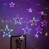 Cadena de Luces Led Estrella Luna Transfronteriza Luz Solar Exterior Cortina de Estrellas Decoración Cielo Estrellado Cadena de Luces Led Navideñas