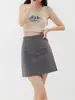 Falda de traje gris de cintura alta para mujer, falda lápiz versátil de corte ajustado para otoño 2026, falda corta de línea A, negra