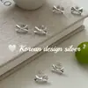 Pendientes Lindo Coreano Namdaemun Plata de Ley S925 Pendientes de Botón Sencillos Lazo Fresco y Dulce para el Viaje Diario Versátil