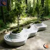 Piscina de fibra de vidrio para árboles, estanque para plantación de jardín al aire libre, silla de ocio paisajística, banco largo de forma irregular, banco de GRC para escuela y parque