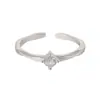 Anillo de Diamante Sencillo de Nuevo Estilo, Diamante Brillante, Circonita, Anillo Abierto para Dedo Femenino, Anillo de Plata Chapada de Nicho