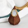 Coréia Dongdaemun retro francês banhado a ouro concha de água do mar exagerado anel feminino anel oval fabricantes atacado