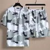 Nuevo Conjunto de Dos Piezas para Hombre de Verano Camiseta de Manga Corta y Shorts tipo Traje Camuflaje Tendencia Hombre Guapo Casual Transpirable Deportivo