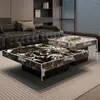 Mesa de café minimalista de piedra estilo italiano, Muebles modernos de lujo ligero para sala de estar, Sofá Lawrence de combinación cuadrada para apartamentos pequeños de alta gama