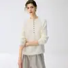 Suéter de cachemira sin costuras para mujer, con medio cuello abierto abotonado, cuello redondo, otoño e invierno, abotonado, cálido, capa interior, camiseta base de punto