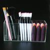 Caja de almacenamiento de brochas de maquillaje de 3 rejillas, transparente, de acrílico puro, con tubo para brochas, estante de exhibición para lápices de cejas de escritorio