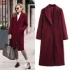 Za Comercio Exterior Venta al por mayor transfronteriza Estilo europeo y americano Invierno para mujer Nueva moda Abrigo largo de lana con solapas