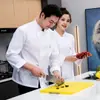 Roupas de Trabalho de Chef Roupas de Chef para Homens e Mulheres Branco Puro Roupas de Trabalho para Hotel Restaurante Cozinha Logo Estampado Palavras Bordadas