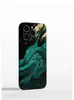 Capa Verde Popular Banhada a Ouro da Amazon Adequada para iPhone 16, Cobertura Total para Apple 18 Pro, Sensação de Luxo, Capa de Celular Anticolisão
