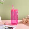 Taza de Vidrio de Borosilicato de Colores 16 oz Taza Mason Taza de Lata de Refresco con Popote Taza Portátil Resistente a Altas Temperaturas