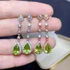 Aretes de peridoto natural, chapados en plata 925, tamaño de la piedra principal 6*9mm, ¡naturales y admiten pruebas!