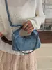 Bolso de Mezclilla Minimalista con Lazo Estilo Coreano, Bolso Cruzado de Hombro Único Moderno y Elegante, Nuevo Modelo 2026, Bolso de Mano Casual