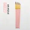 Conjunto de Pincéis para Pintura a Óleo e Aquarela Transfronteiriço, Cabo de Madeira Colorido Doce, Pincel Plano para Acrílico para Iniciantes, Conjunto Infantil de 5 Pincéis