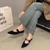 Chinelos Mule Apontados Estilo Francês para Mulheres, Novidade Outono 2025 Versáteis para Exterior com Salto Bloco, Sapatos Elegantes da Moda