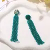 Estilo Étnico Retro Pendientes de Cortina de Cuentas Blancas Largas Pendientes de Diseño Nacional Estilo Nacional Accesorios para Pendientes