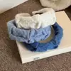 Faixa de Lã Plissada Azul Klein Estilo Cervo Branco para Mulheres, Faixa Larga de Coroa Alta para Outono e Inverno, Grampo Elegante para Cabelo