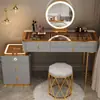 Tocador de dormitorio nórdico, mueble integrado multifuncional minimalista moderno, tocador inteligente con carga inalámbrica