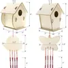 Juego de Carrillón de Viento para Casa de Pájaros de Madera sin Terminar Transfronterizo Juguete Colgante de Ensamblaje DIY de Madera para Niños Casa de Pájaros para Graffiti