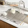Estante retráctil multifuncional para fregadero, escurreplatos, escurridor de agua, estante de almacenamiento multifuncional para fregadero de cocina