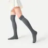 Calcetines de lana de cachemir hasta la rodilla para mujer, caña larga, estilo otoño e invierno, protección de rodilla de alta presión, calcetines largos JK negros, cálidos y antideslizantes