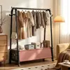 Arara de chão para quarto, varal de roupas doméstico móvel, prateleira de armazenamento de roupas para quarto, cabideiro simples interno