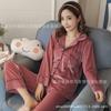 Pijama de veludo dourado estilo coreano de alta qualidade ins pijamas estilo outono e inverno de veludo de diamante feminino Celebridade da Internet de duas peças para casa