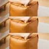 Funda de otomana de cuero para guardar ropa vieja no utilizada, taburete bajo para sofá, puf para sala de estar, reposapiés, taburete de almacenamiento de ropa para personas perezosas