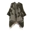 2025 Nuevo Otoño e Invierno Moda Clásica Ropa de Abrigo para Mujer Chal Geométrico con Borlas Caliente de Doble Cara Jacquard Bufanda de Doble Uso