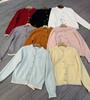 Cárdigan de Punto con Encaje Plisado con Volantes Otoño Invierno Botón de Corazón Francés Diseño Estilo Chanel Suéter Chaqueta Top