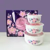 Tulipán cuenco de arroz de cerámica cuenco fresco caja de regalo de tres piezas regalo de empresa regalo para la tienda regalo de acompañamiento procesamiento de logotipo
