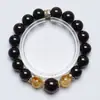Pulseira de Cristal Natural Dourado Translúcido Preto com Granada e Cristal Torre Amarela para Mulheres, Pulseira Versátil para Presente Atacado