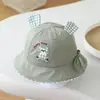 Chapéu de pescador para bebê menina, chapéu de sol fofo estilo coreano com desenho de gato e laço, chapéu bucket para menininha estilo ins transfronteiriço