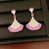 Pendientes Vintage de Plata con Zirconia en Diseño de Abanico, Pendientes Retro Exquisitos con un Toque de Lujo Ligero y Alta Gama, Venta al por Mayor