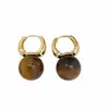 Populares Pendientes de Ojo de Tigre Maillard Ojo de Gato Baño de Oro Real Pendientes Retro de Nicho Elegantes de Gama Alta para Mujer