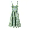 Comercio Exterior Transfronterizo Ropa de Mujer Verano 2026 Nuevo Producto Estilo Europeo y Americano Moda Vestido Midi Rayado con Cinturón 2254320