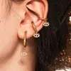 Pendientes Xinyixinxin Estilo Lujo Accesible Europeo y Americano Ojo del Diablo Chapado en Oro Real de 18 Quilates Acero Inoxidable Incrustado Pendientes de Circonita Pendientes