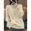 Venta al por mayor del fabricante Suéter 100% Lana, Cuello alto medio, Tejido de punto grueso trenzado, Color liso, Corte holgado, Prendas de punto adelgazantes, Lana fina