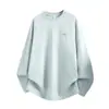 Camiseta Larga de Manga Raglán con Cuello Redondo Han Lu para Hombre, Estilo Otoño, Deportes Ligeros al Aire Libre, Camiseta Base Holgada Casual Transpirable.